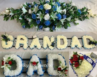 Personalized Artificial Silk Funeral Wreath | Any 3-Letter Name | Memorial Tribute For Mum, Son, Dad | MySilkFlowers