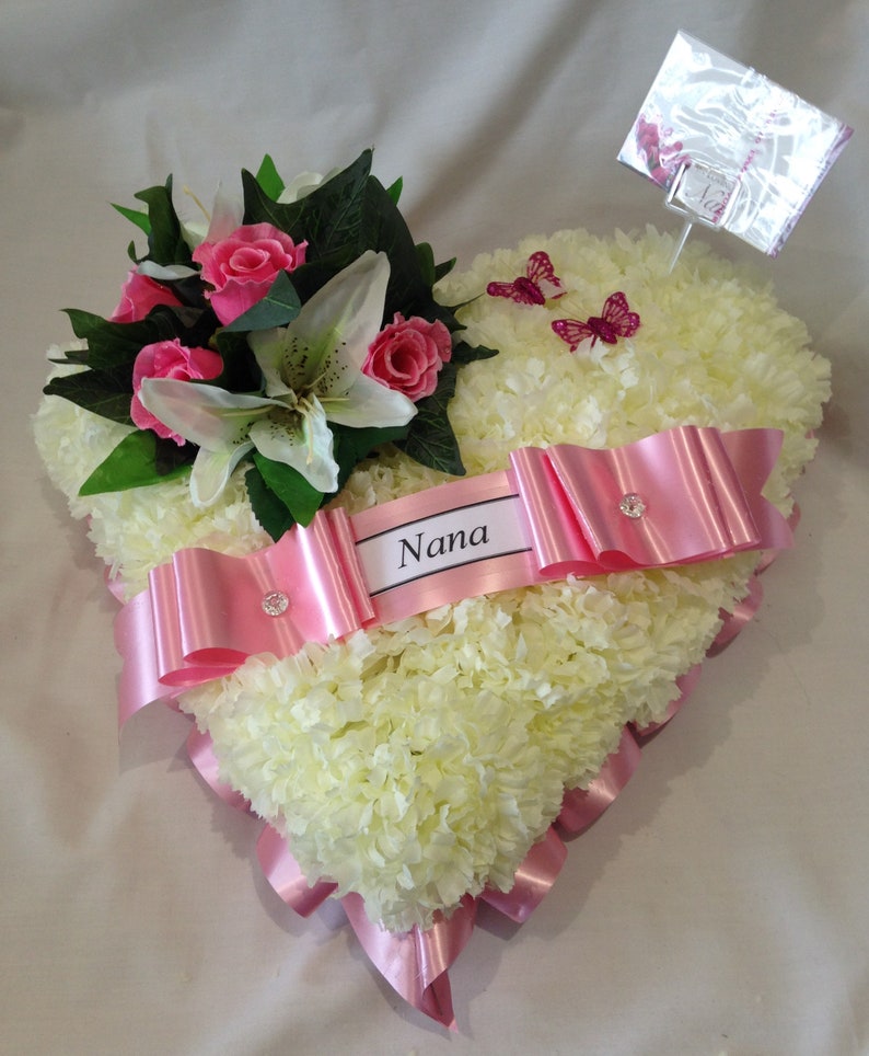 Artificial Silk Flower Heart Funeral Tribute Memorial Etsy