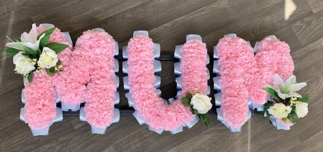 Artificial Silk Funeral Flower Mum Any 3 Letter Wreath Any Colour