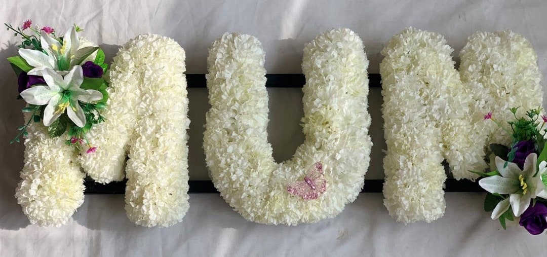 Silk Carnation Funeral Tribute, Floral Letter Arrangement - Etsy UK