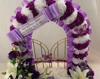 Gates Of Heaven Funeral Flower Tribute Artificial Silk Memorial Arrangement Stripe Baby Wreath  Baby Son Daughter