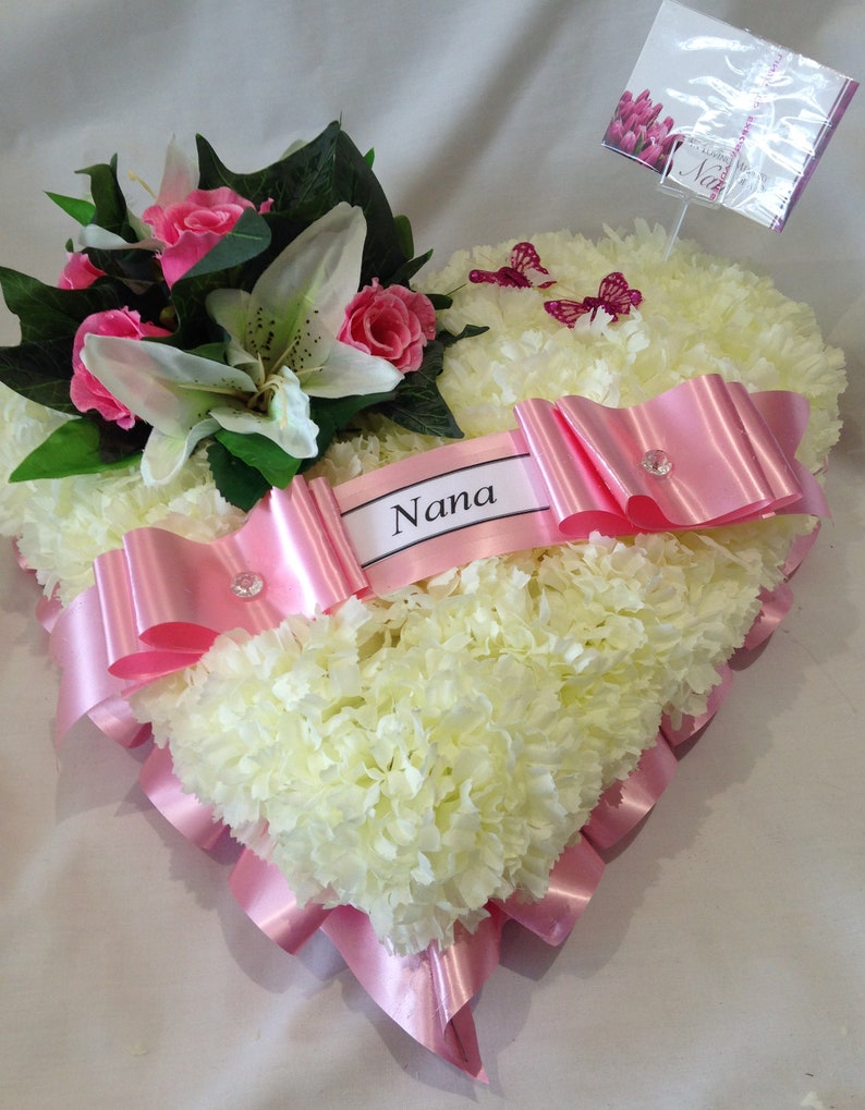 Artificial Silk Flower Heart Funeral Tribute Memorial Etsy