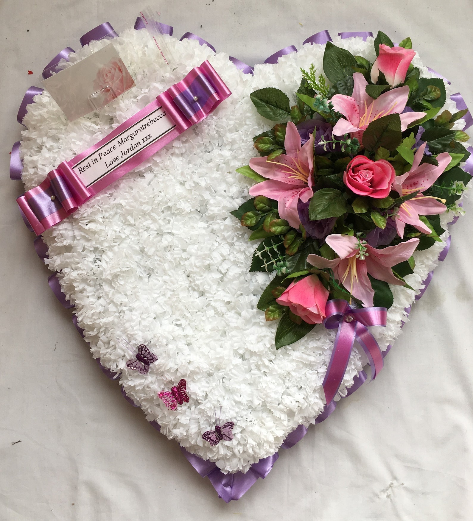 Artificial Silk Funeral Flower I Love You Heart Silk Tribute MUM DAD NAN | UK