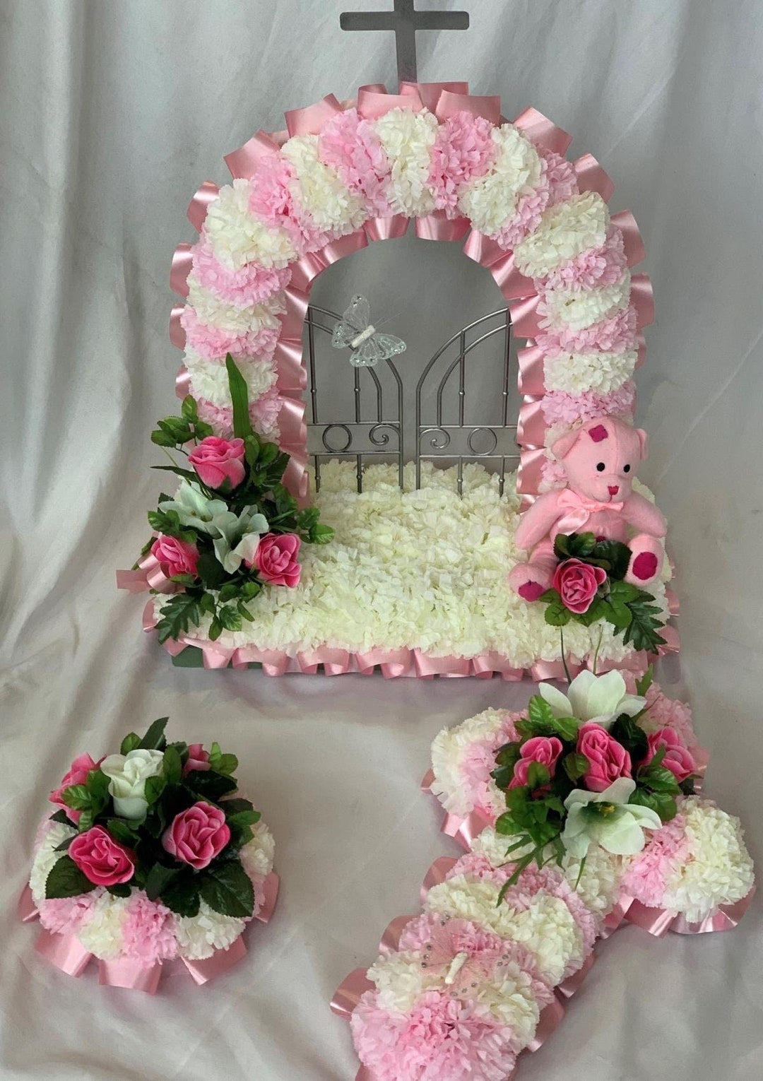 Baby Funeral Flower Tribute Package Artificial Silk Wreath Gates of