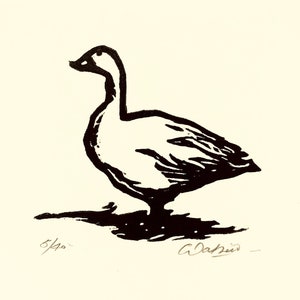 Goose – Original handmade B&W linocut limited edition print. Printed, signed and numbered by the artist.