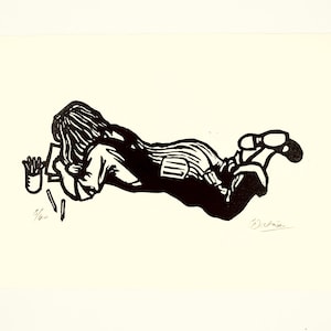 Little Artist – Original handmade B&W linocut limited edition print. Printed, signed and numbered by the artist.