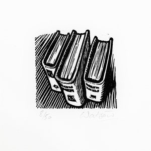 A Few Books. Original wood engraving. Printed, signed and numbered by the artist.