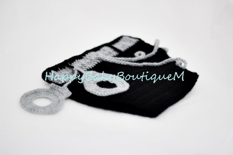 Photo prop Baby police outfit Military uniform crochet baby police uniform donut Policeman hat and diaper cover with handcuffs
