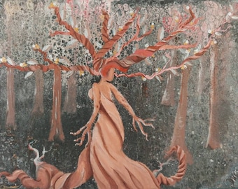 Menthae Dryade Kunstdruck: Spirituelle Waldfee Kunst
