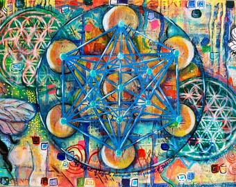Metatron's Cube Kunstdruck: Bienenwabe (12 x 24)