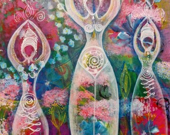 Göttlich Weibliche Triade Kunstdruck: Energetisches Reiki Siegelbild