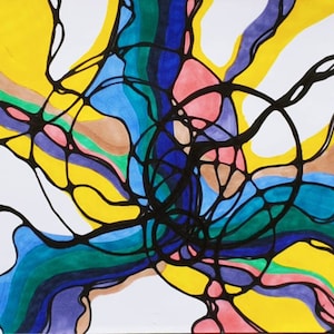 Let it Go Energetic Neurographic Artwork Original 9x12 Prints Spirituality Intuitive Art Sigil Symbol