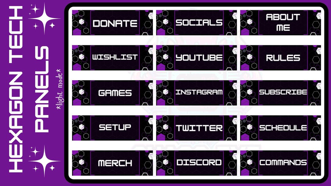15 Hexagon Tech | Purple | Twitch | Twitch Stream | Personalize - Etsy