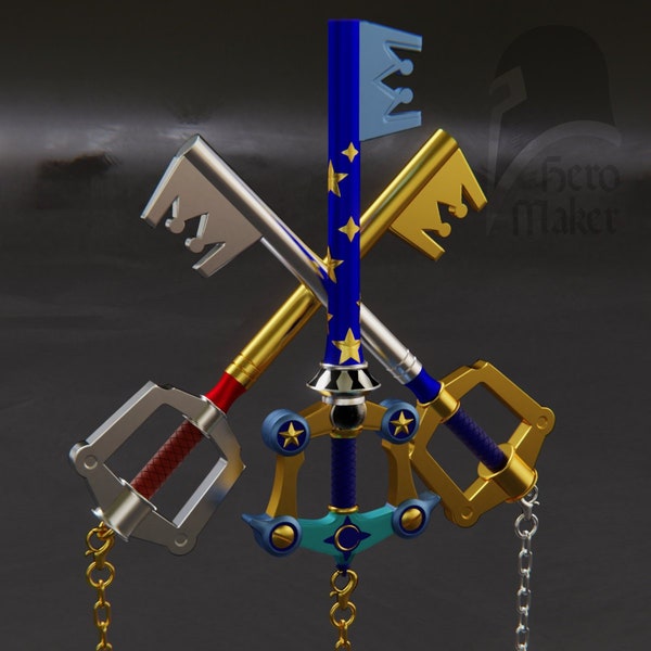 Kingdom Key + Kingdom Key D and KH 3 Mickey Keyblade for 3d printing(Digital file for 3d print)