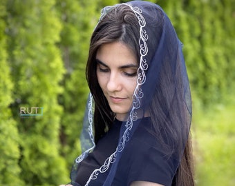 Scarf with gorgeous embroidery RUTTSHOP Church head covering Orthodox women veils Catholic veil for mass Chapel mantilla scarf head wrap