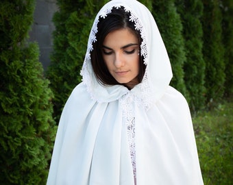 Off white Church hoody mantilla head covering shawl Catholic veil Church or Chapel veil mantilla for veiled women