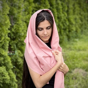 Mocho Soft Cotton Scarf Church head covering RUTTSHOP Catholic head wrap for mass Church or Chapel natural mantilla scarf more colors Soft pink