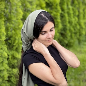 Khaki Soft Cotton Scarf  Church  head covering  RUTTSHOP Catholic head wrap for mass Church or Chapel natural mantilla scarf