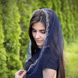 Scarf with gorgeous embroidery RUTTSHOP Church head covering Orthodox women veils Catholic veil for mass Chapel mantilla scarf head wrap