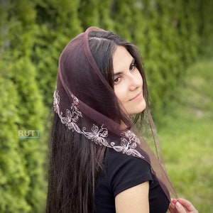 Embroidered Scarf head wrap Church Scarf head covering Orthodox veils Catholic veil Church or Chapel veil mantilla scarf