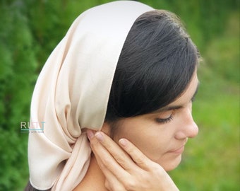 Soft Cotton Scarf  Church  head covering  RUTTSHOP Catholic head wrap for mass Church or Chapel natural mantilla scarf