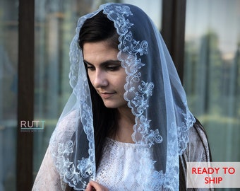 Church embroidered mantilla Women head covering Orthodox wrap Catholic veil Church or Chapel veil mantilla RUTTSHOP scarf