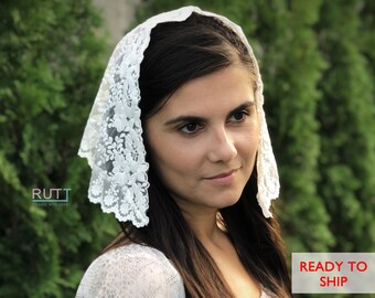 Off white head wrap Church  head covering Orthodox shawl Catholic veil Church or Chapel veil mantilla scarf