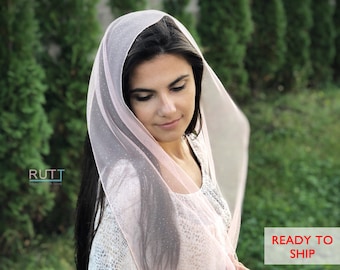 Christian Glitter Scarf Church  head covering Orthodox head wrap Catholic veil Church or Chapel veil mantilla scarf