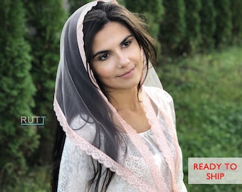 Lace and soft tulle Church head covering Orthodox veils Catholic veil Church or Chapel veil mantilla RUTTSHOP head wrap