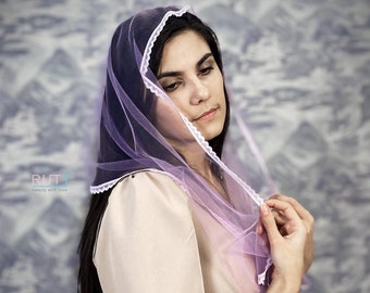 Lila Infinity huvudbonad Fler färger Katolsk slöja Kyrka eller kapell slöja mantilla halsduk Lila för fastan