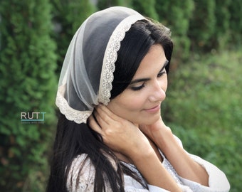 Soft Christian mantilla with lace Church head covering Orthodox veil Catholic veil Church ead wrap or Chapel veil mantilla for pray