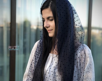 Elegant dotted  Scarf mantilla  Church  head covering Orthodox Head wrap Catholic veil Church or Chapel veil mantilla scarf