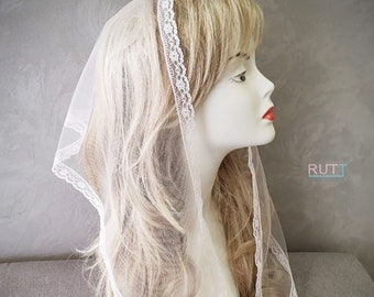 Church head covering Orthodox shawl Catholic veil Church or Chapel veil mantilla scarf tulle with lace