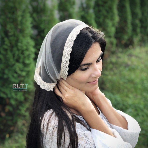 Mantilla cristiana suave con encaje, velo ortodoxo, velo católico, velo para la iglesia o capilla para la oración.