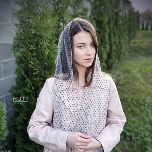 Dotted Chapel  Scarf  Church  head covering Orthodox Head wrap Catholic veil Church or Chapel veil mantilla scarf