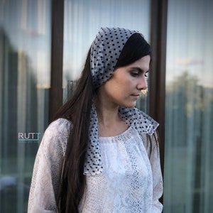 Dotted Church Scarf Head covering Christian Headbahd  Orthodox head wrap Catholic veil Church or Chapel veil mantilla scarf