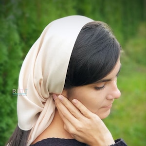 Miękka bawełniana chusta na głowę do kościoła RUTTSHOP Katolicka chusta na głowę do kościoła lub kaplicy naturalna chusta mantilla