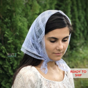 Sky blue Christian head wrap Scarf head Church Scarf head covering Orthodox veils Catholic veil Church or Chapel veil mantilla scarf