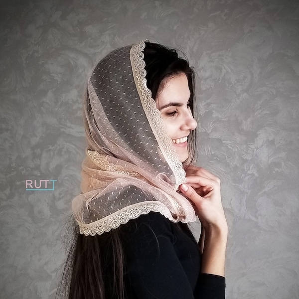 Dotted Infinity Church mantilla head covering shawl Catholic wrap Church or Chapel veil mantilla scarf