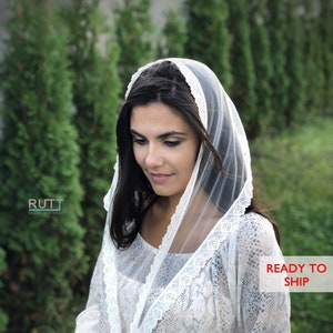 More colors tulle Church mantilla with soft lace Christian head covering RUTTSHOP Orthodox veil Catholic Chapel mantilla head wrap shawl