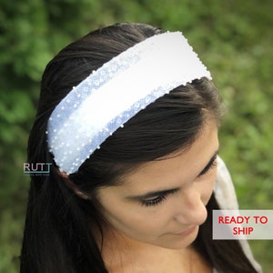 Off white beaded Headband  Orthodox head wrap Catholic  Church or Chapel for mass Girl headband