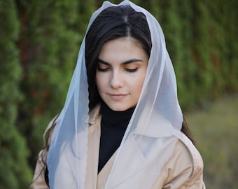 Pañuelo para la cabeza liso para mujer con borde ondulado Velo de capilla Cobertura para la cabeza de iglesia Velos ortodoxos Velo católico Mantilla de iglesia o capilla Más colores