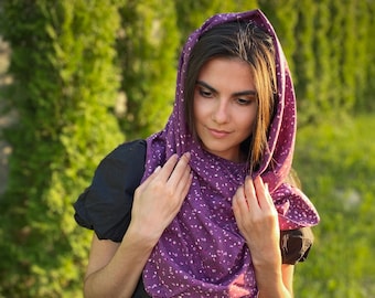 Bufanda floral de algodón suave, para cubrir la cabeza en la iglesia, para uso católico, para misa, iglesia o capilla, mantilla natural.