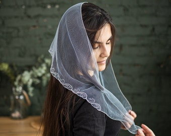 Scarf with gorgeous embroidery RUTTSHOP Church head covering Orthodox women veils Catholic veil for mass Chapel mantilla scarf head wrap