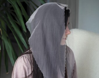Pañuelo para la cabeza decorado para mujer con borde ondulado Velo de capilla Mantilla de iglesia Velos ortodoxos Velo católico Mantilla de iglesia o capilla Más colores