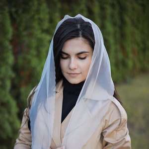 Women plain head wrap with wavy edge Chapel veil Church head covering Orthodox veils Catholic veil Church or Chapel mantilla More colors