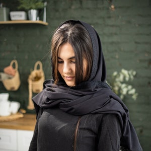 Organic Cotton Hooded Scarf Natural Fabric Round Scarf With