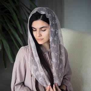 Christian Glitter Scarf Church  head covering Orthodox head wrap Catholic veil Church or Chapel veil mantilla scarf
