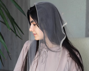 Bufanda cristiana con bordado morado, velo para iglesia, velo ortodoxo, velo católico, velo de iglesia o capilla, mantilla para envolver la cabeza