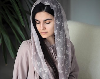 Christian Glitter Scarf Church  head covering Orthodox head wrap Catholic veil Church or Chapel veil mantilla scarf